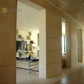 Huaxu Minimalist Classic Dry Lay Customized Size Natural Cream Limestone Wall Cladding
