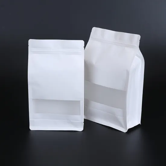 White square aluminum foil stand up pouch flat bottom zipper gusset packaging bag
