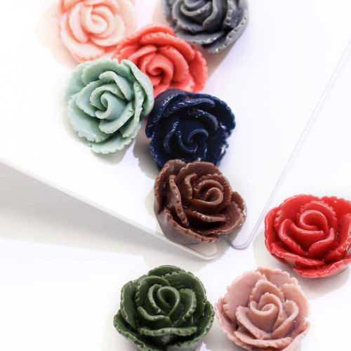 Colorful Rose Shaped Flat back Resin Beads Cabochon Handmade Craft work Decor Beads Spacer Garment Accessories