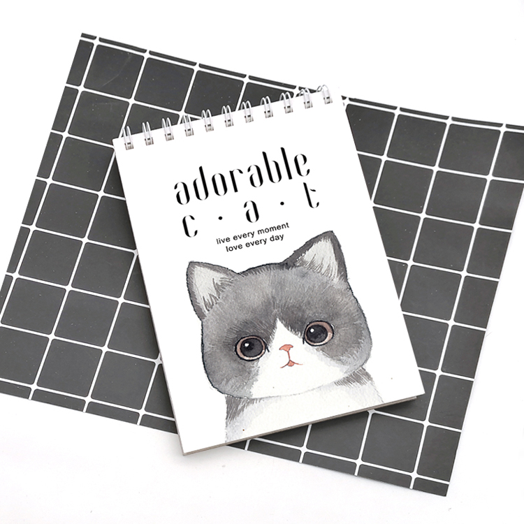 Cahier à spirale vertical adorable chat A5