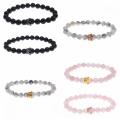 Handmade Rose Quartz Gold Crown Bracelet With 8mm Round Beads Women