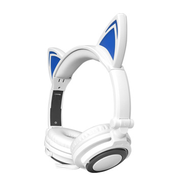 Auriculares con orejas de gato brillantes para iPhone/Android/PC/Tablet