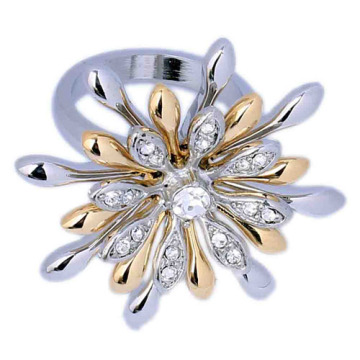 2012 exquis or plaqué argent anneau simulé bague de diamant fantaisie cristal