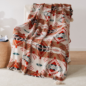 Super Soft Cozy Throw Blanket with Tassels and Aztec Tribal Print