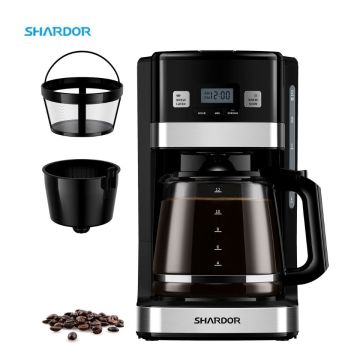 Programmable Anti Drip Coffee Maker with 12 Cup Glass Carafe