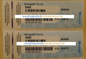 Microsoft Windows 7 Professional COA label with key code fo