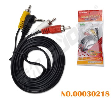 Fabrieksprijs 3,5 mm triple (rechtshoek) naar 3 RCA AV-kabel (AV-33A-1.8m-Silver-Right hoek-rode verpakking)