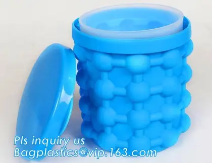 Silicone Ice Cube Maker Genie, Ice Genie 2PC Silicone Molds Ice Bucket /Ice Cube Maker Genie Set