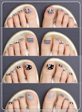 2015 hot sale eco friendly balck white leopard color matellic toe glitter art Nails sticker