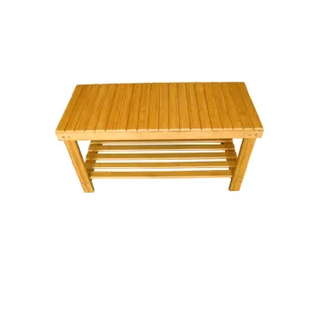 2-Tier Natural Bamboo Shoe Rack Bench