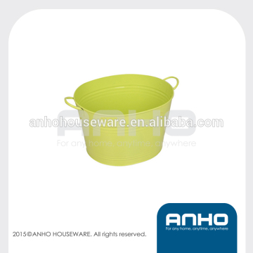 Iron powder coated oval bucket decorative gardening