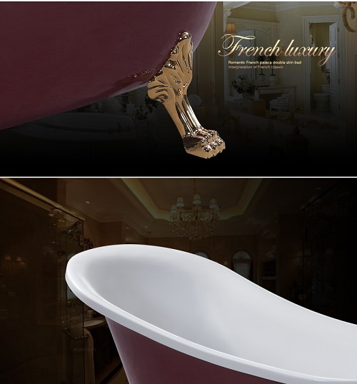 Bathroom Antique Style Freestanding Acrylic Clawfoot Bathtub with Four Legs