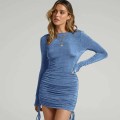 Women Casual Long Sleeve Ruched Kleid