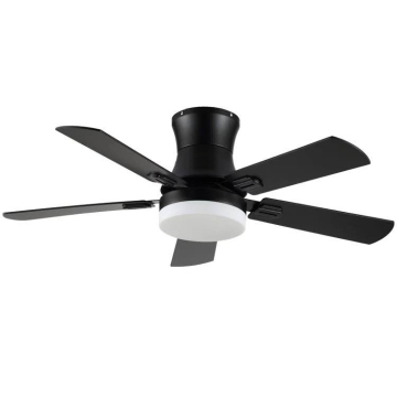 Modern Black 52 Inch DC Blade Ceiling Fan with Remote-Controlled LED Lights and Chandelier Decor