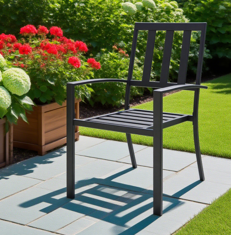 Black carbon steel outdoor chair