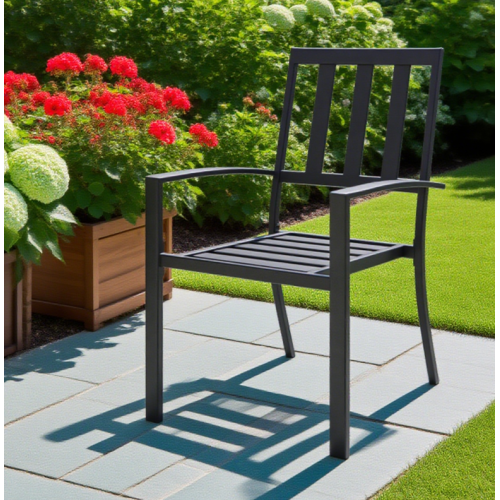 Rattan Garden Chairs Carbon Steel Outdoor Chair in Black Supplier