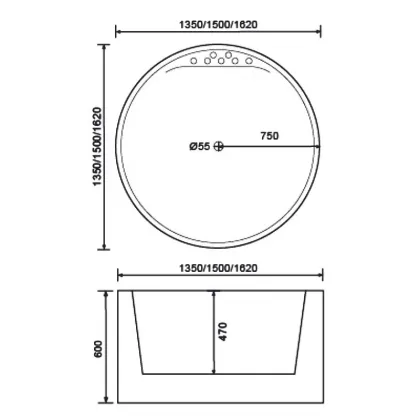 IMPERO Round Spar Bathtub: Big Beige Massage Bathtub Brand