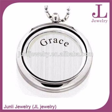Custom "Grace" Locket Plate Stainless Steel Glass Locket Pendants Wholesale Charm Locket