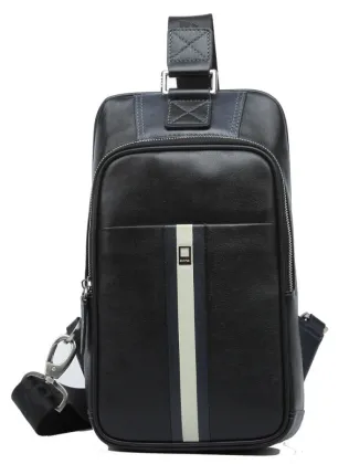 Good Workmanship Superior Quality Trendy Contrast Color 100% Genuine Leather Casual Cycling Chest Bag