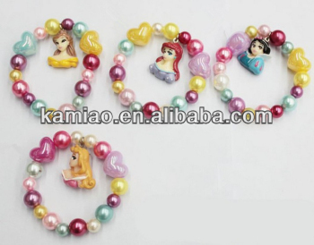 2014 children beaded pearl wholesale kids plastic kids charm bracelets