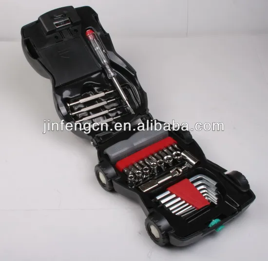 plastic handle car shape Flashlight Tool kit 24 PCS