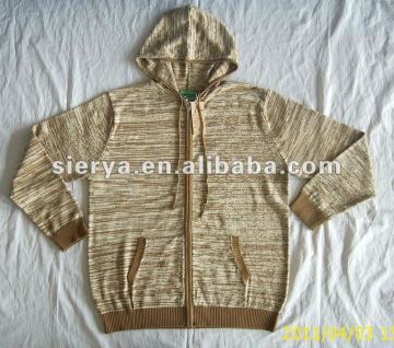 men's high quality pure cotton color belend cardigan sweater with YKK zipper