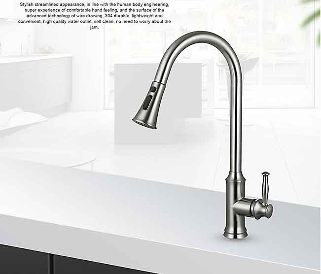 304 Stainless-Steel Pull Down Sprayer Kitchen Sink Faucets