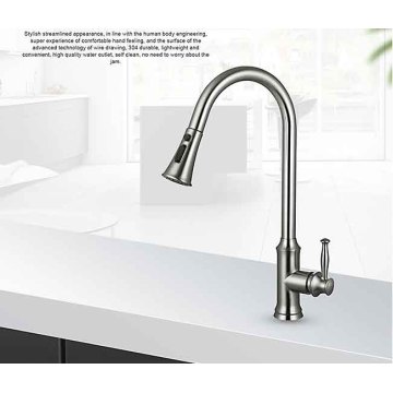 304 Rostfritt stål Pull Down Sprayer Kitchen Sink-kranar