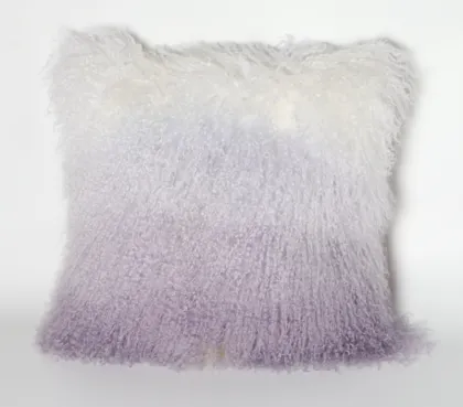 Mongolian Sheepskin Fur Pillow Gradient Purple