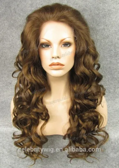 Chestnut Brown long wavy Synthetic lace front hair wig for women