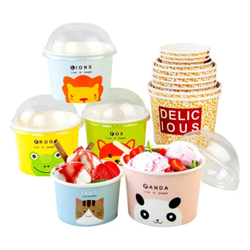 カスタムアイスクリームパッケージ：卸売3オンス、4オンス、12オンスカップとふたとスプーン