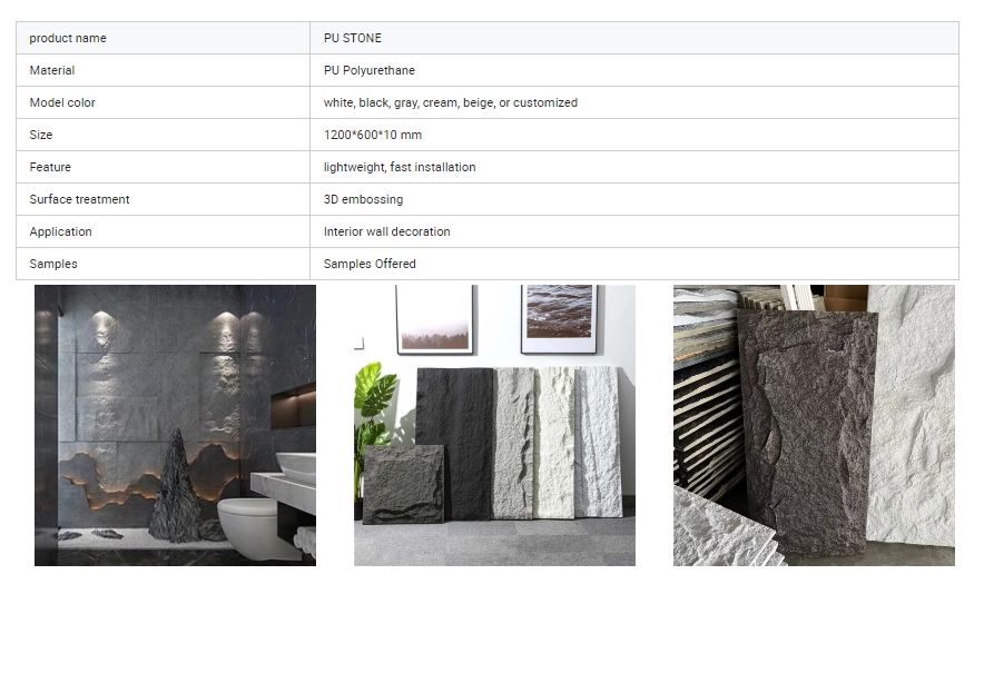 Artificial Stone 3D Exterior PU Stone Indoor PU Stone