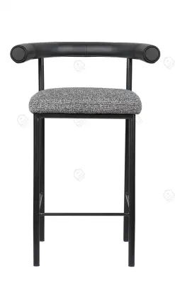 Imported microfiber leather black kashmir bar stool