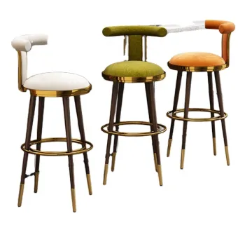 Modern Metal Stainless Steel Green Leather Bar Chairs for Hotels