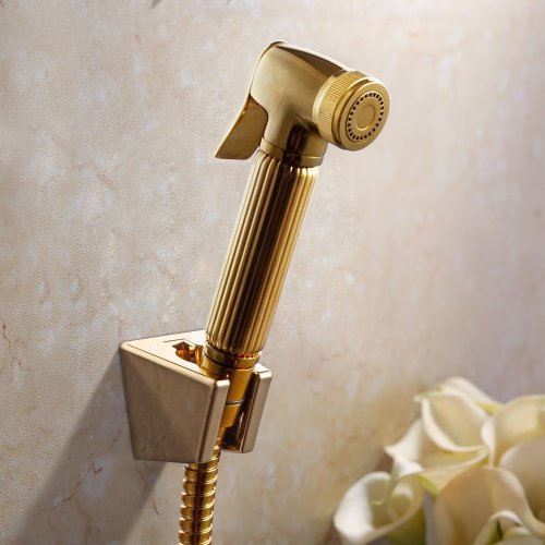 Gold Shining Brass Handheld Bidet Sprayer for Self-cleaning