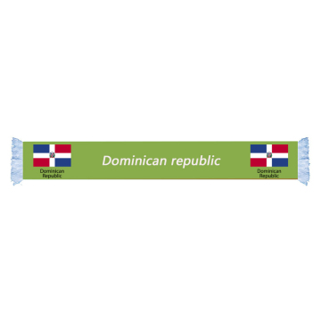 Sunshine Custom Design Dominican Republic Flag Scarf with Tassel - Green White Red Satin Football Sports