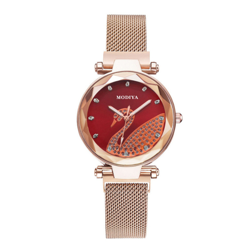 Jam tangan kuarza Crystal Swan Warna untuk Wanita