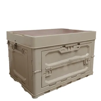 60L Outdoor Camping Wooden Cover Folding Storage Box