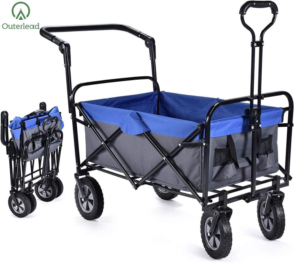 Wagons pliables à usage lourd OuterLead avec roues + porte-tasse