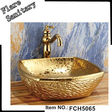 sanitary ware wash basin square porcelain golden cabinet basin