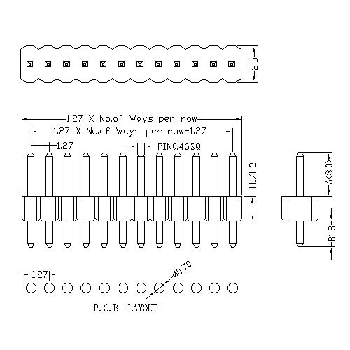 1.27 mm Pin Header Single Row Straight Type