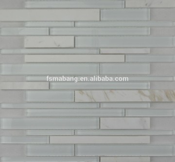 MBP4015 Snow White Random Linear Wall Background Mosaic