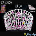 Pink Rhinestone de la princesa completa boda Tiara