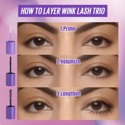 Vegan Clear Mascara Primer & Organic Volumizing Lengthening Mascara - 3 in 1 Longlasting Formula