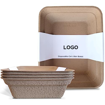 Disposable Cat Litter Boxes - Recycled Paper & Bagasse 5-Pack