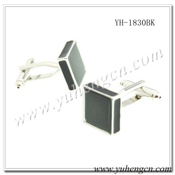 YH-1830BK Elegant Classic Mens Transparent Black Enamel Cufflinks
