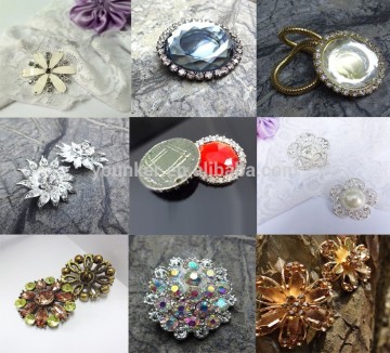 Rhinestone metal button with shank flower shape crystal fashion silver cheap garment decoration DIY crafts wholesale for wedding