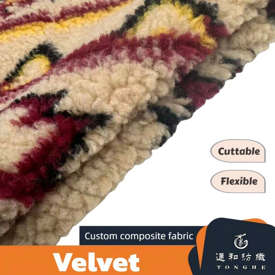 Elegante tejido de terciopelo de lana de cordero jacquard