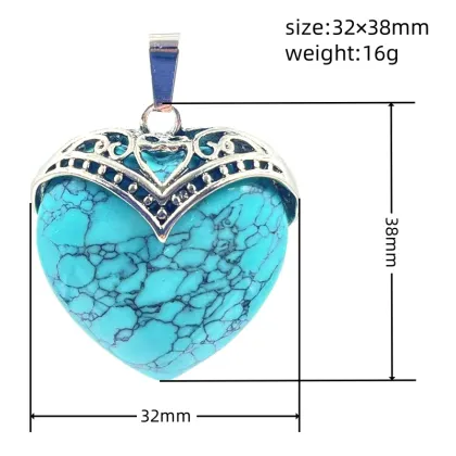 Red Jasper Antique Silver Alloy Heart Pendant Keychain