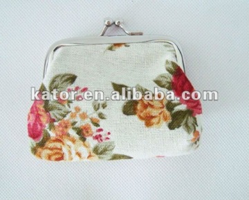 white flower cloth coin purse bag for lady